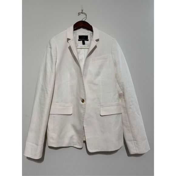 J. Crew Regent One Button Women's Blazer 100% Linen White/Off White  Size 10T - Picture 1 of 11